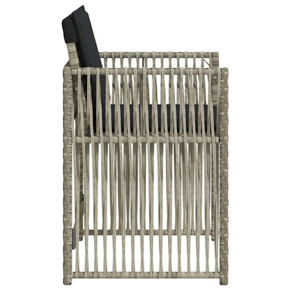 Gartenstühle mit Kissen 4 Stk. Hellgrau Poly Rattan