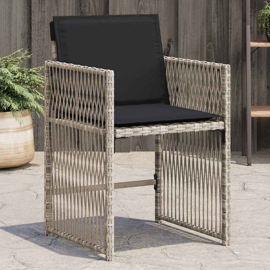 Gartenstühle mit Kissen 4 Stk. Hellgrau Poly Rattan