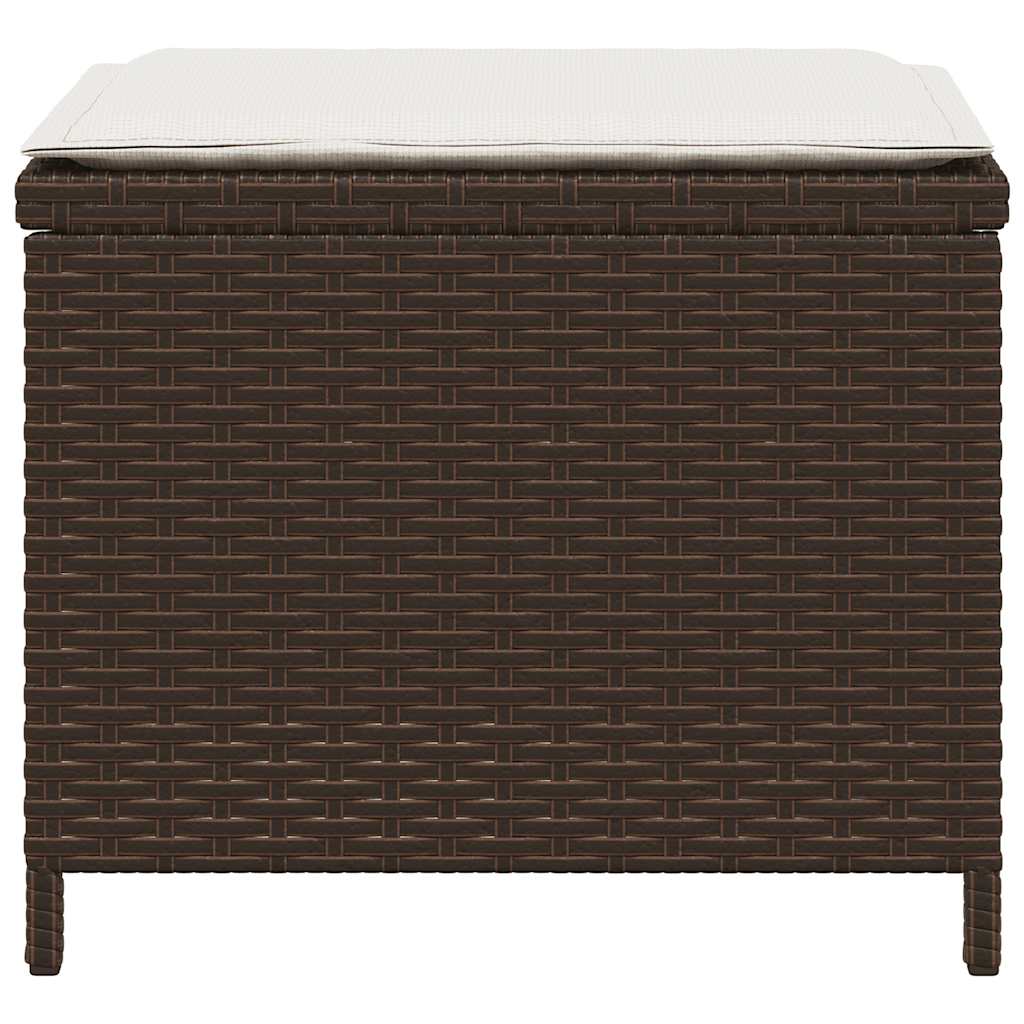 Gartenhocker mit Kissen 4 Stk. Braun 41x41x36 cm Poly Rattan
