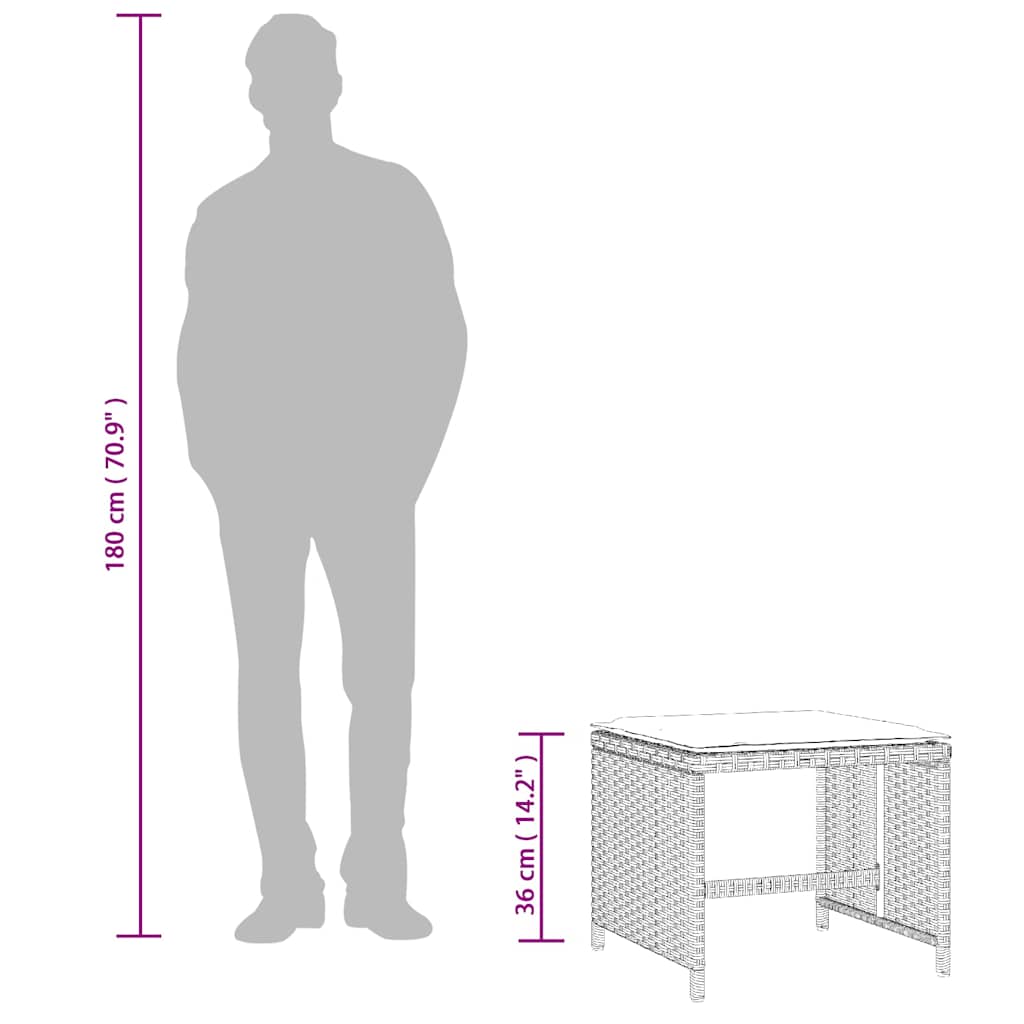 Gartenhocker mit Kissen 4 Stk. Hellgrau 41x41x36 cm Poly Rattan