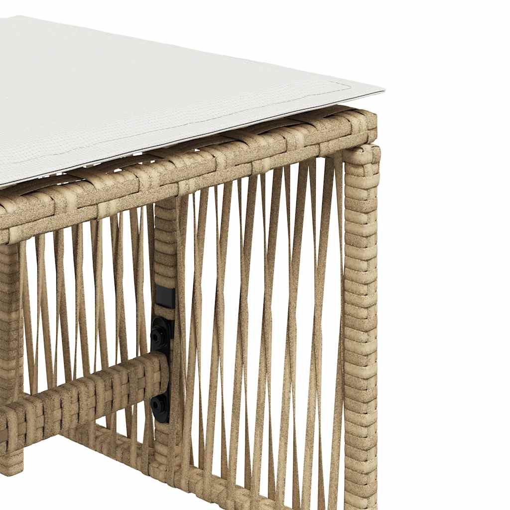 Gartenhocker mit Kissen 4 Stk. Beige 41x41x36 cm Poly Rattan