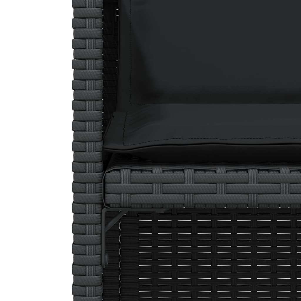 3-tlg. Bistro-Set mit Kissen Schwarz Poly Rattan