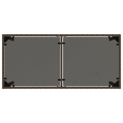 Gartentisch mit Glasplatte Braun 115x54x74 cm Poly Rattan