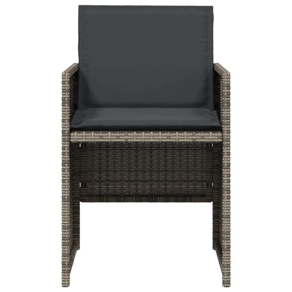 5-tlg. Garten-Essgruppe mit Kissen Grau Poly Rattan