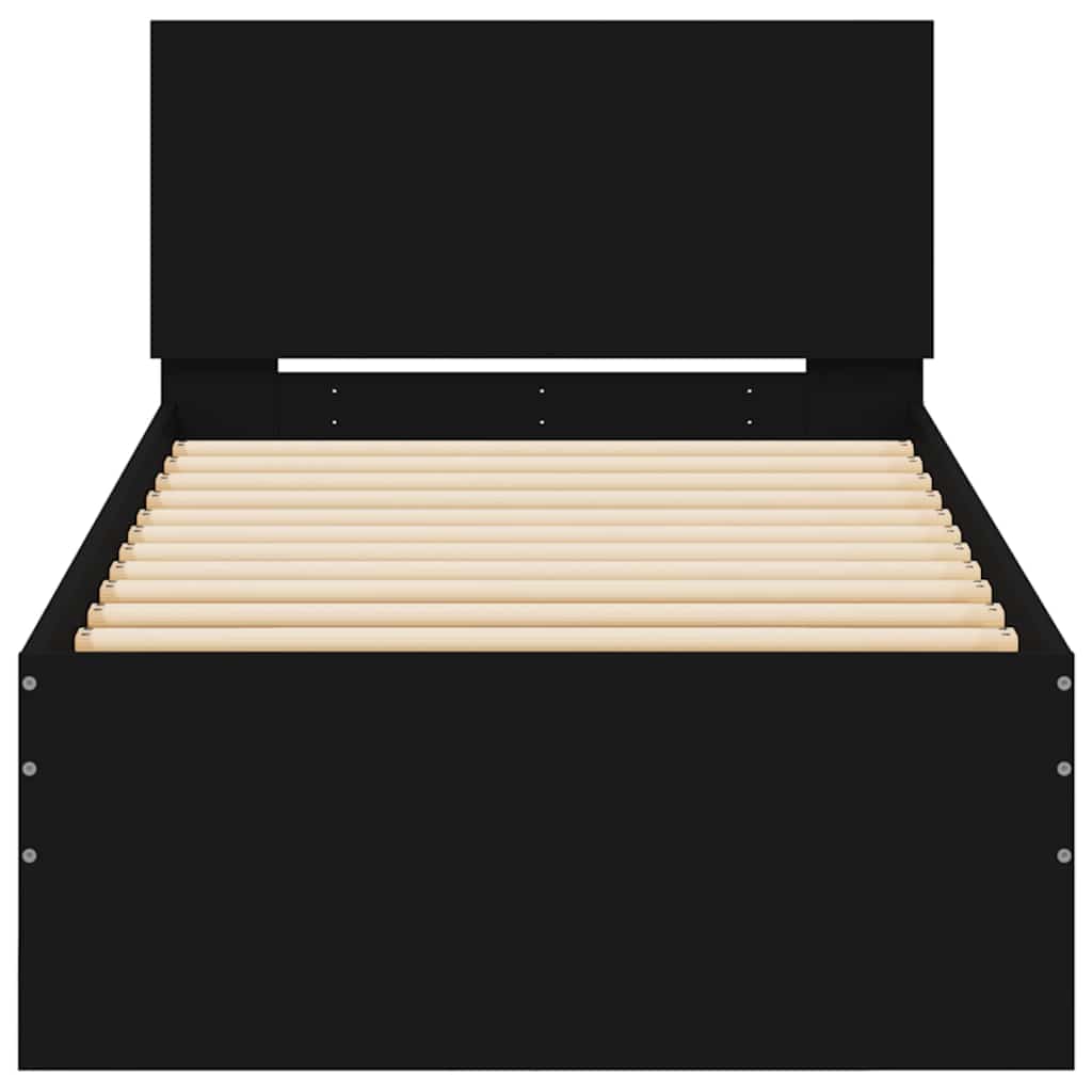 Bettgestell mit Kopfteil Schwarz 75x190 cm Holzwerkstoff