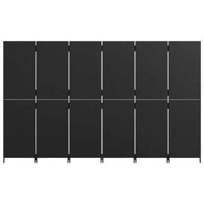 Paravent 6-tlg. Schwarz Poly Rattan