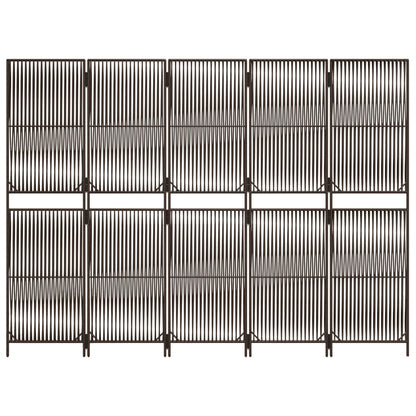 Paravent 5-tlg. Braun Poly Rattan