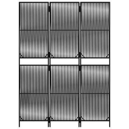 Paravent 3-tlg. Schwarz Poly Rattan