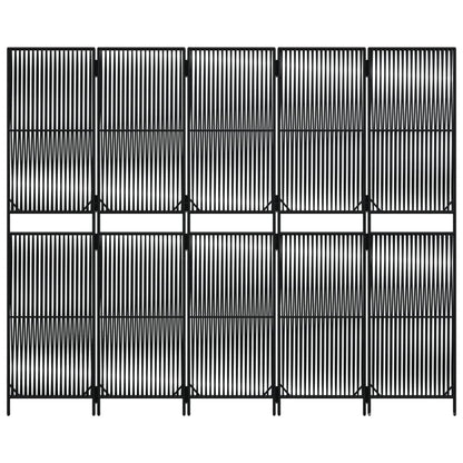 Paravent 5-tlg. Schwarz Poly Rattan