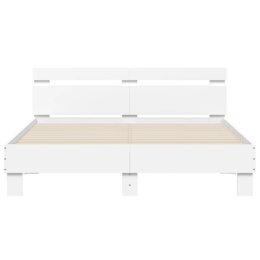 Bettgestell mit Kopfteil Weiß 150x200 cm Holzwerkstoff