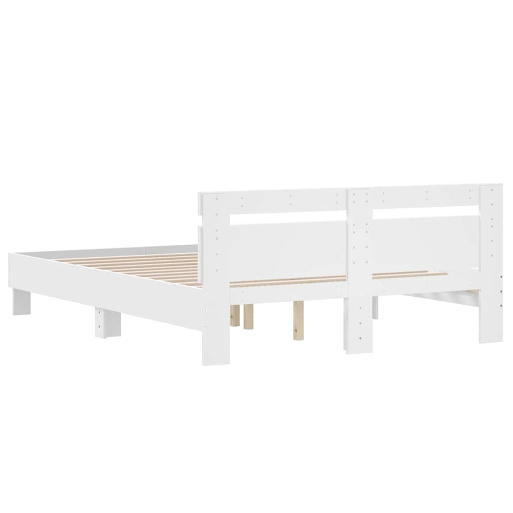 Bettgestell mit Kopfteil Weiß 150x200 cm Holzwerkstoff