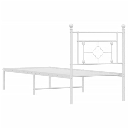 Metallbett ohne Matratze mit Kopfteil Weiß 75x190 cm