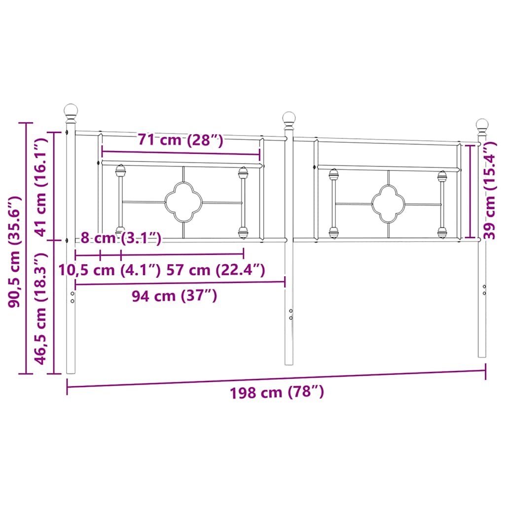 Ersatz-Kopfteil Metall Weiß 193 cm