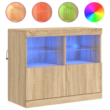 Sideboard mit LED-Leuchten Sonoma-Eiche 81x37x67 cm