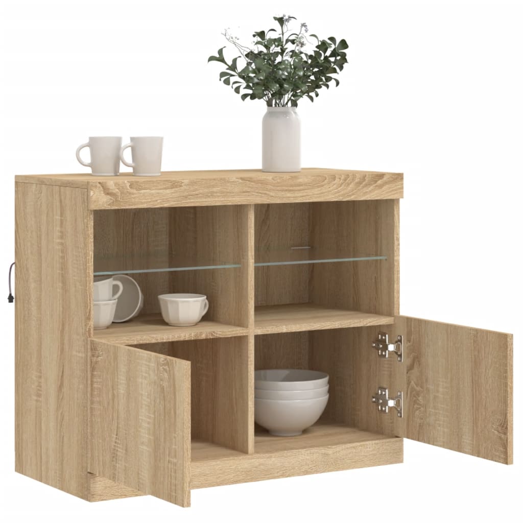 Sideboard mit LED-Leuchten Sonoma-Eiche 81x37x67 cm