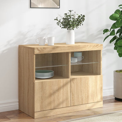 Sideboard mit LED-Leuchten Sonoma-Eiche 81x37x67 cm