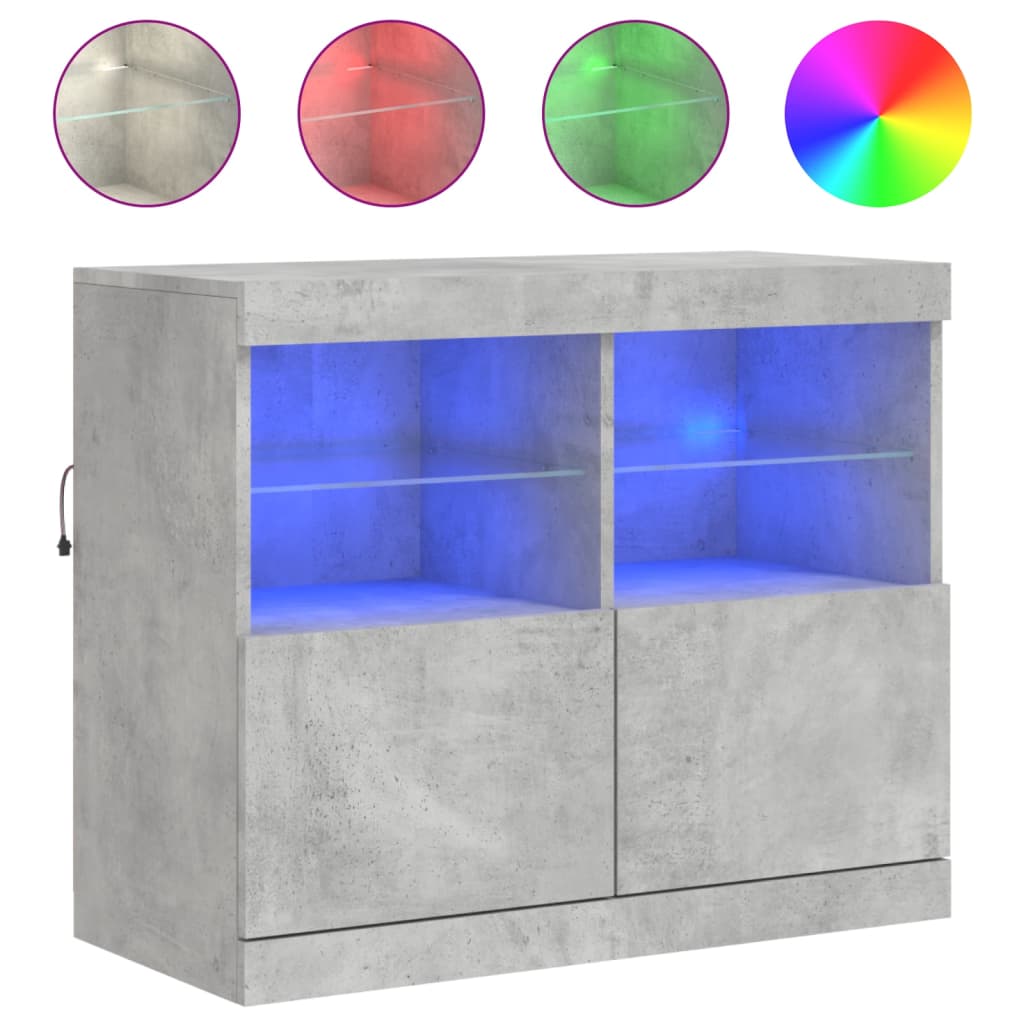 Sideboard mit LED-Leuchten Betongrau 81x37x67 cm