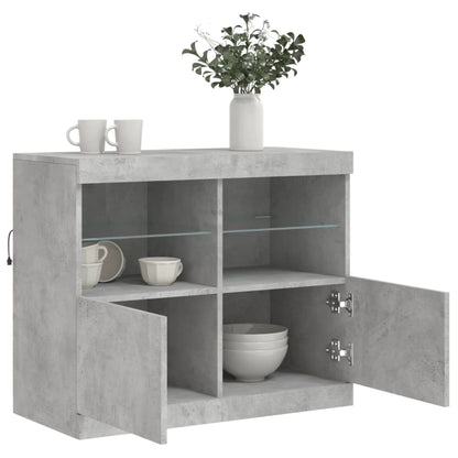 Sideboard mit LED-Leuchten Betongrau 81x37x67 cm