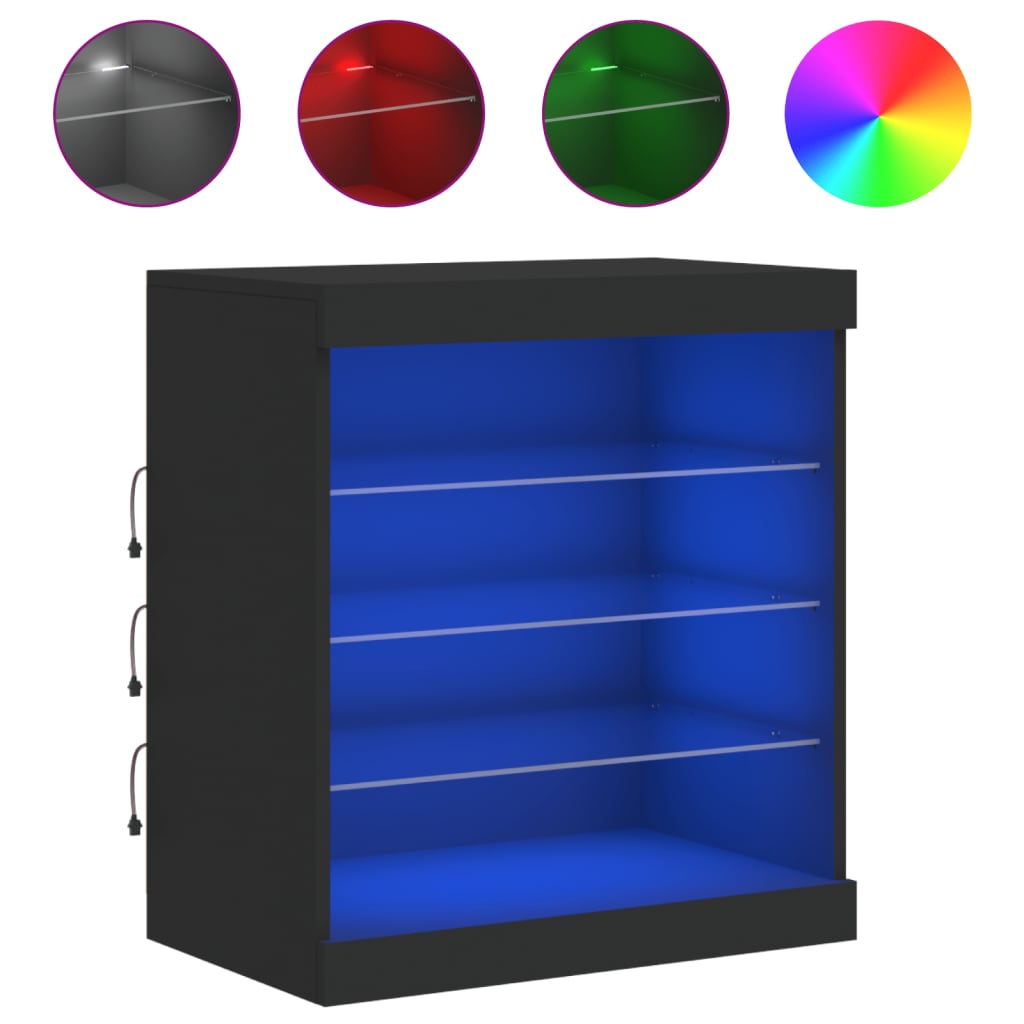 Sideboard mit LED-Leuchten Schwarz 60,5x37x67 cm