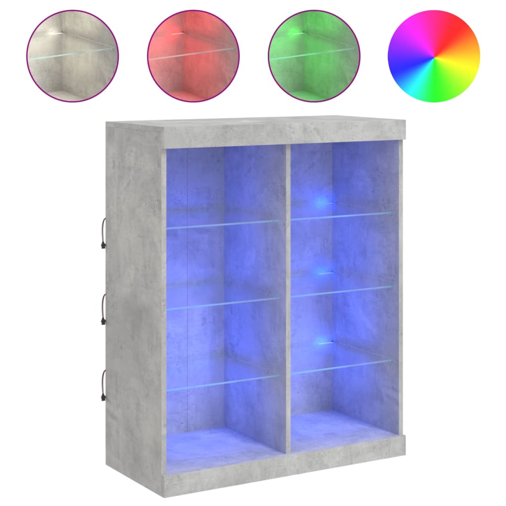 Sideboard mit LED-Leuchten Betongrau 81x37x100 cm