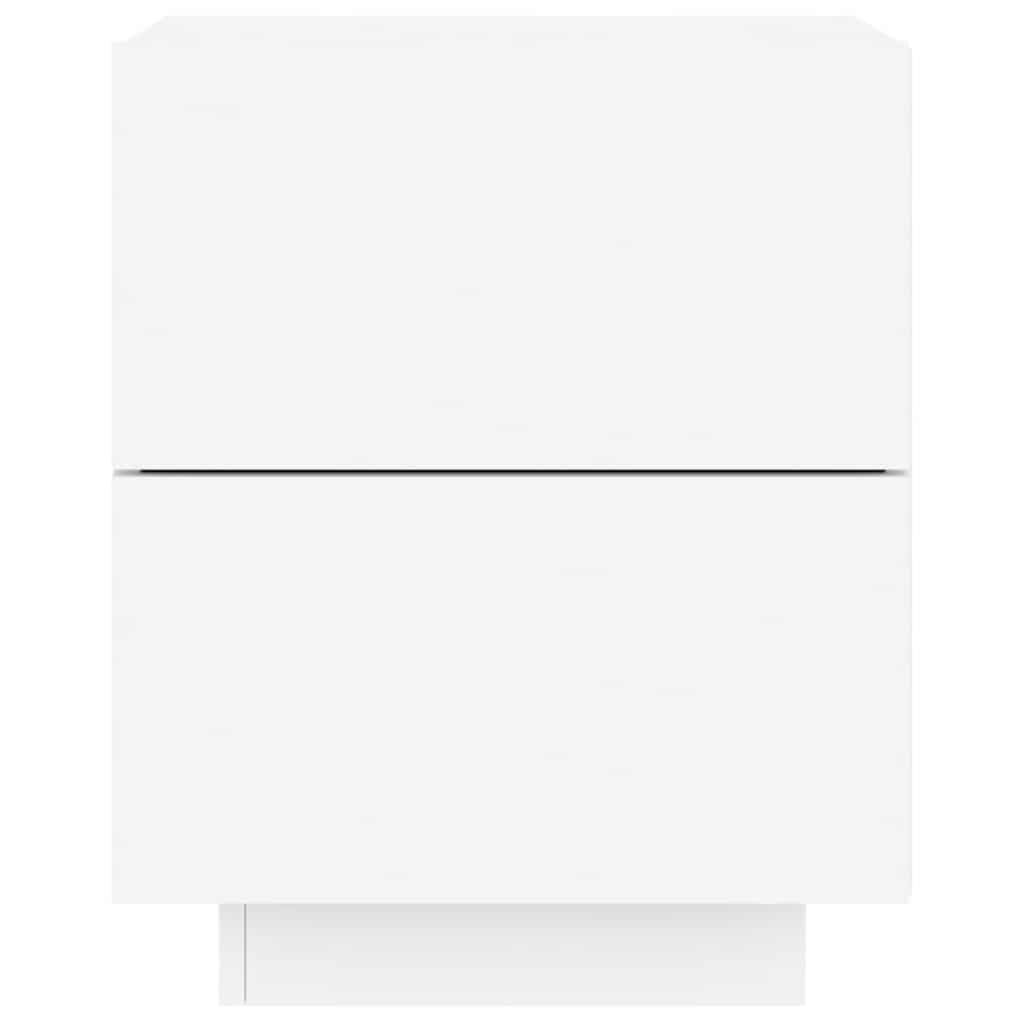 Nachttisch mit LED-Leuchten Weiß Holzwerkstoff