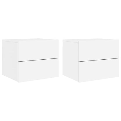 Wand-Nachttische mit LED-Leuchten 2 Stk. Weiß