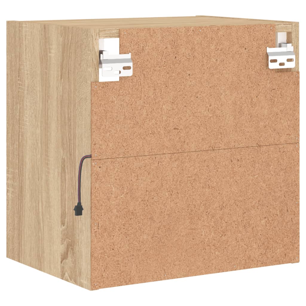 Wand-Nachttisch mit LED-Leuchten Sonoma-Eiche