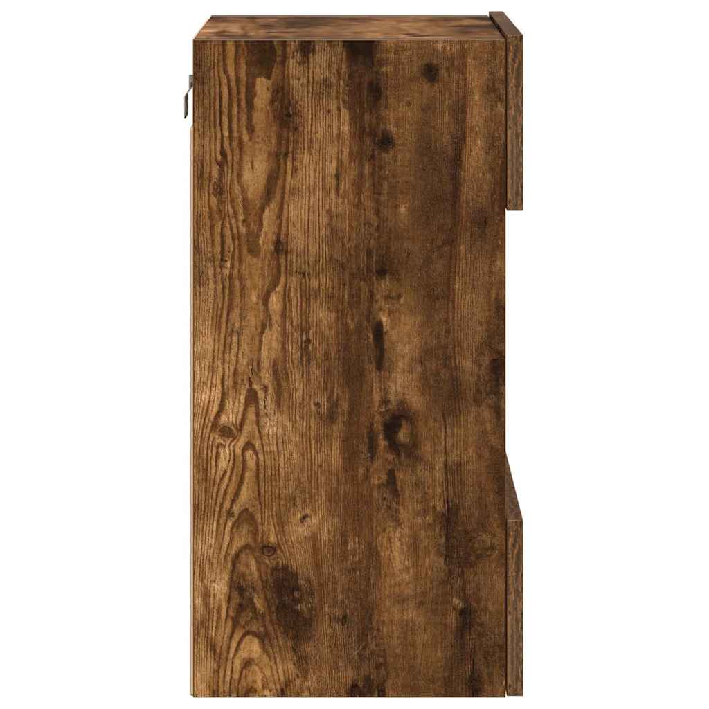 Wandschränke mit LED-Leuchten für TV 2 Stk. Räuchereiche