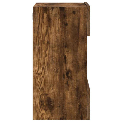 Wandschränke mit LED-Leuchten für TV 2 Stk. Räuchereiche