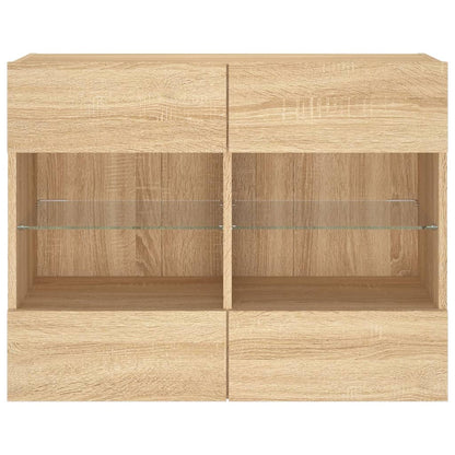 TV-Wandschrank mit LED-Leuchten Sonoma-Eiche 78,5x30x60,5 cm