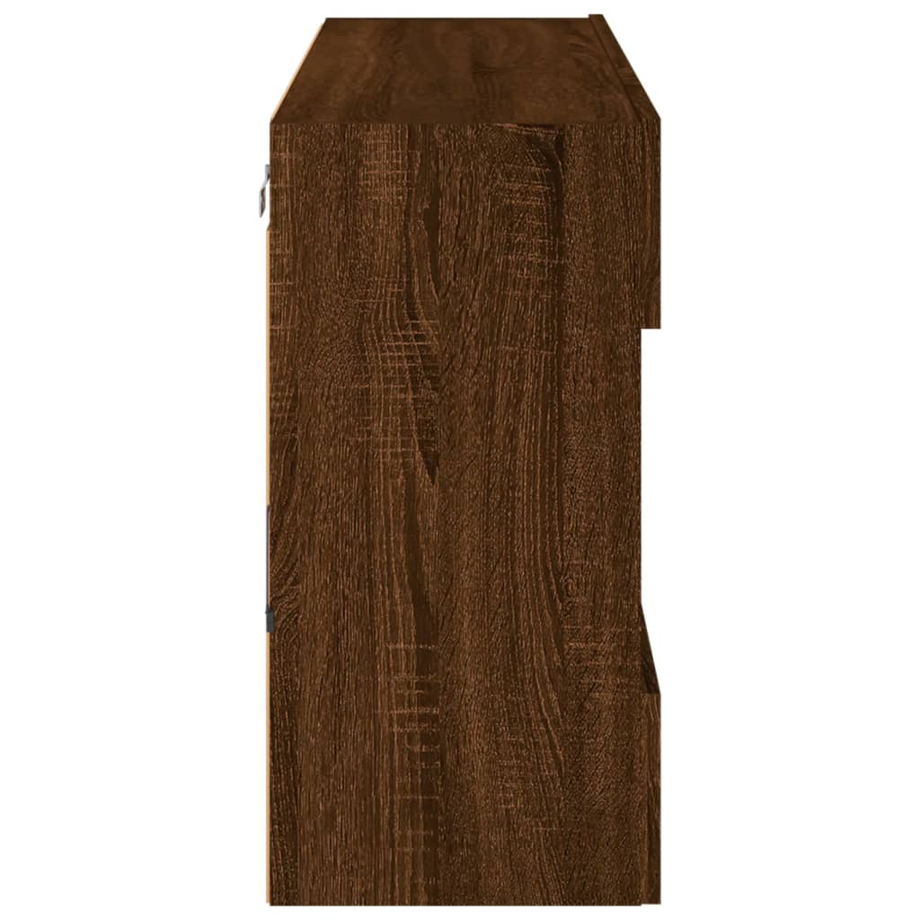 TV-Wandschrank mit LED-Leuchten Braun Eichen-Optik