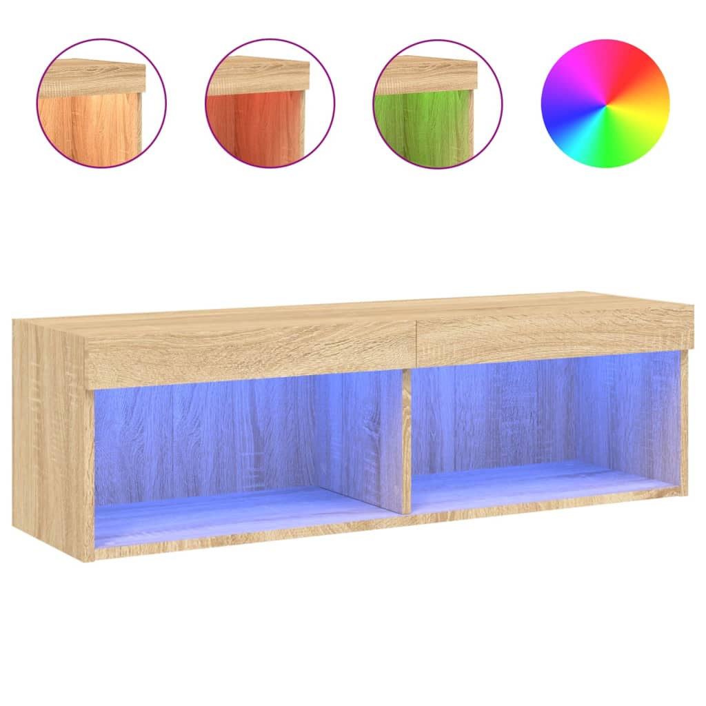TV-Schrank mit LED-Leuchten Sonoma-Eiche 100x30x30 cm