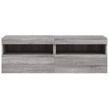 TV-Wandschränke mit LED-Leuchten 2 Stk. Grau Sonoma 60x30x40 cm