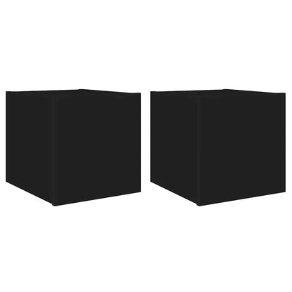 TV-Wandschränke mit LED-Leuchten 2 Stk. Schwarz 30,5x35x30 cm