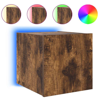 TV-Wandschrank mit LED-Leuchten Räuchereiche 30,5x35x30 cm