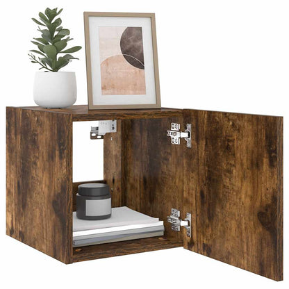 TV-Wandschrank mit LED-Leuchten Räuchereiche 30,5x35x30 cm