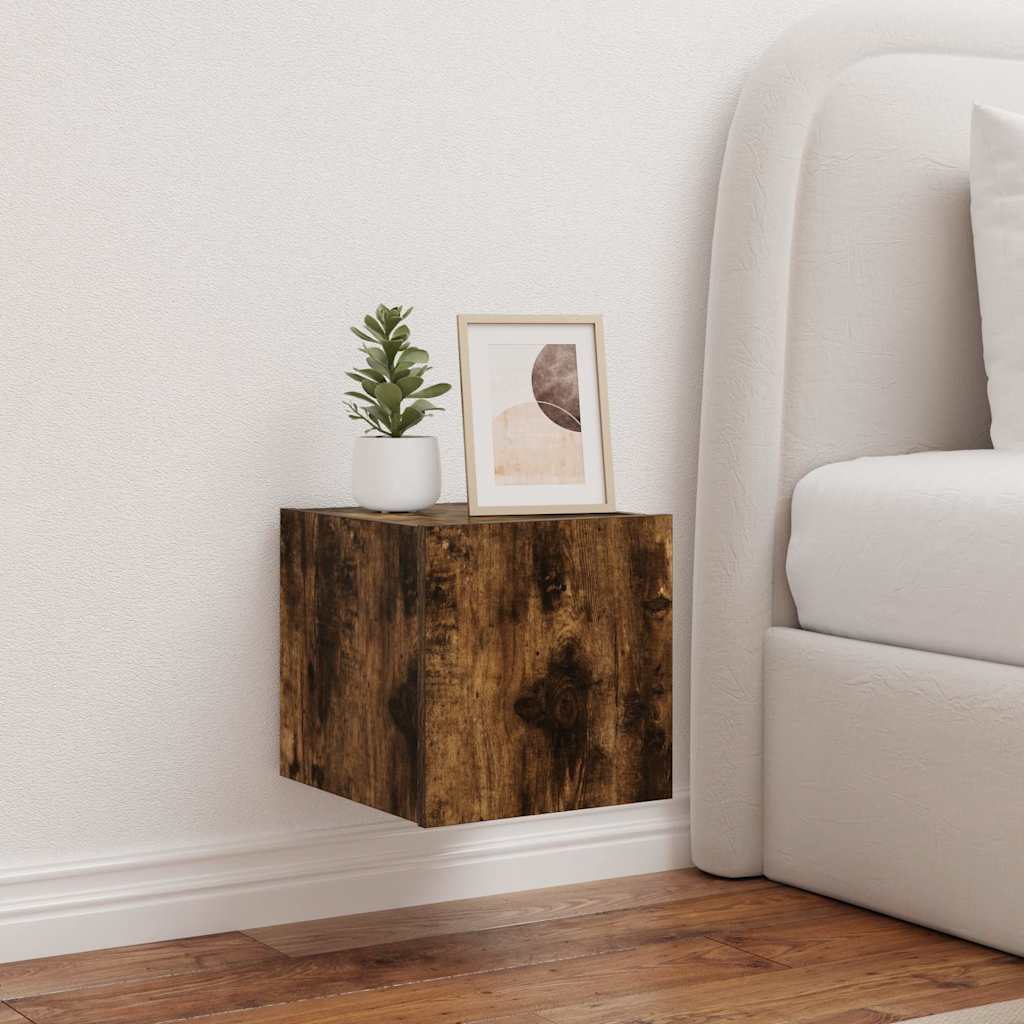 TV-Wandschrank mit LED-Leuchten Räuchereiche 30,5x35x30 cm