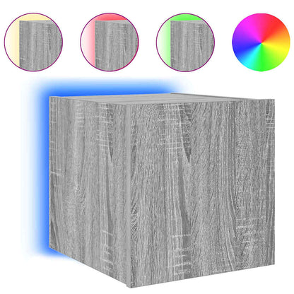 TV-Wandschrank mit LED-Leuchten Grau Sonoma 30,5x35x30 cm