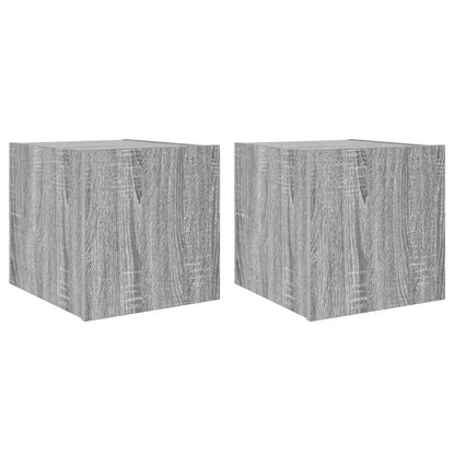 TV-Wandschränke mit LED-Leuchten 2Stk. Grau Sonoma 30,5x35x30cm