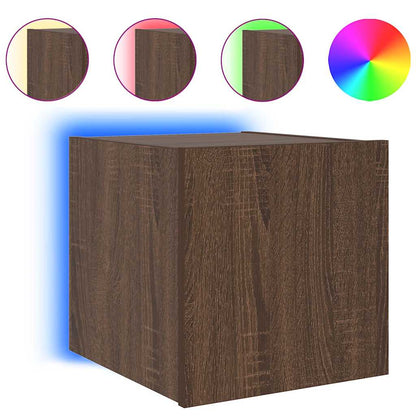 TV-Wandschrank mit LED-Leuchten Braun Eichen-Optik 30,5x35x30cm