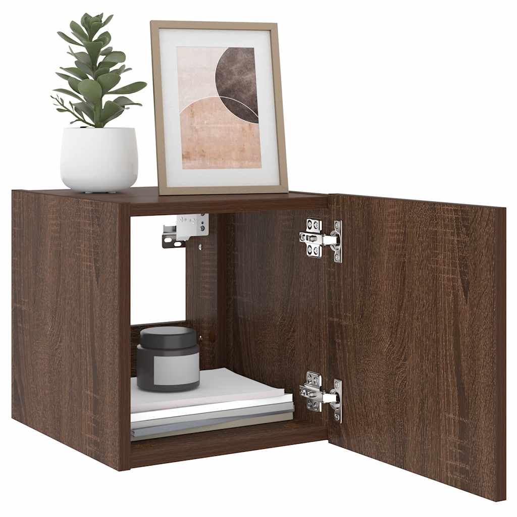 TV-Wandschrank mit LED-Leuchten Braun Eichen-Optik 30,5x35x30cm