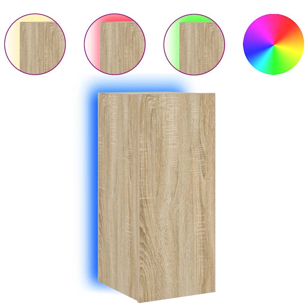 TV-Wandschrank mit LED-Leuchten Sonoma-Eiche 30,5x35x70 cm