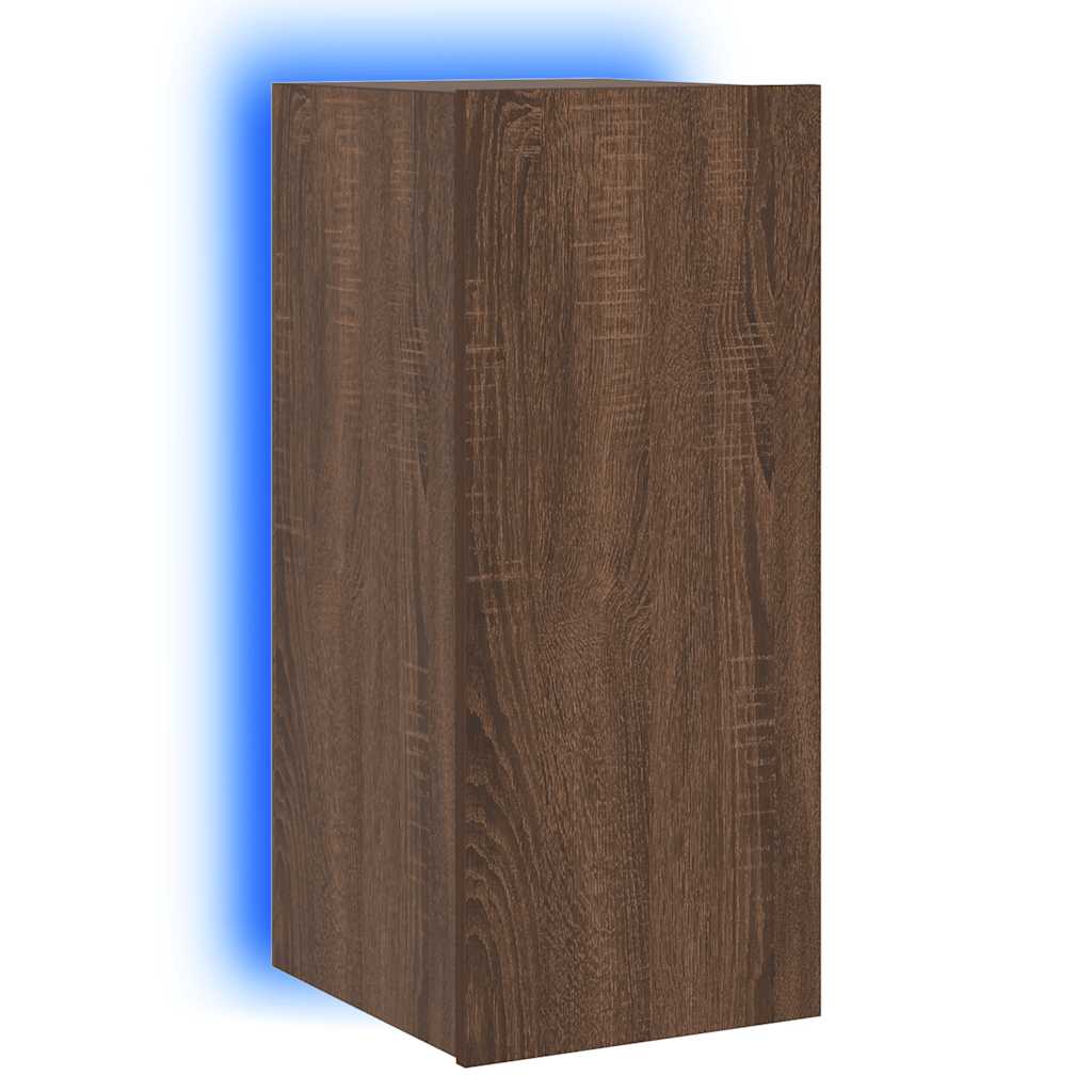TV-Wandschrank mit LED-Leuchten Braun Eichen-Optik 30,5x35x70cm