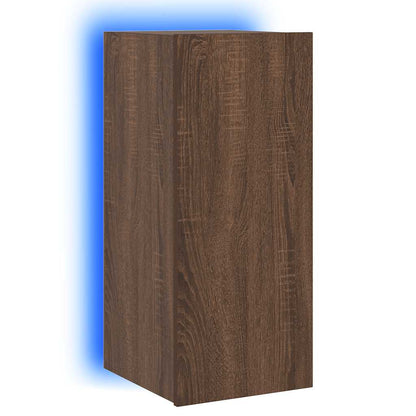 TV-Wandschrank mit LED-Leuchten Braun Eichen-Optik 30,5x35x70cm