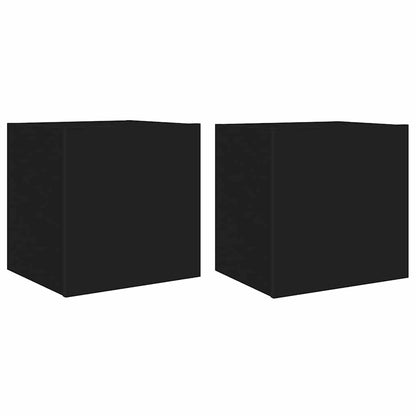 TV-Wandschränke mit LED-Leuchten 2 Stk. Schwarz 40,5x35x40 cm