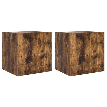 TV-Wandschränke mit LED-Leuchten 2 Stk. Räuchereiche