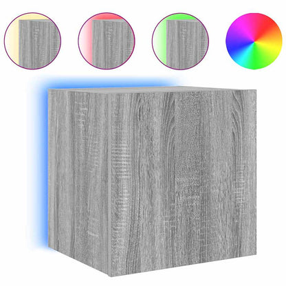 TV-Wandschrank mit LED-Leuchten Grau Sonoma 40,5x35x40 cm