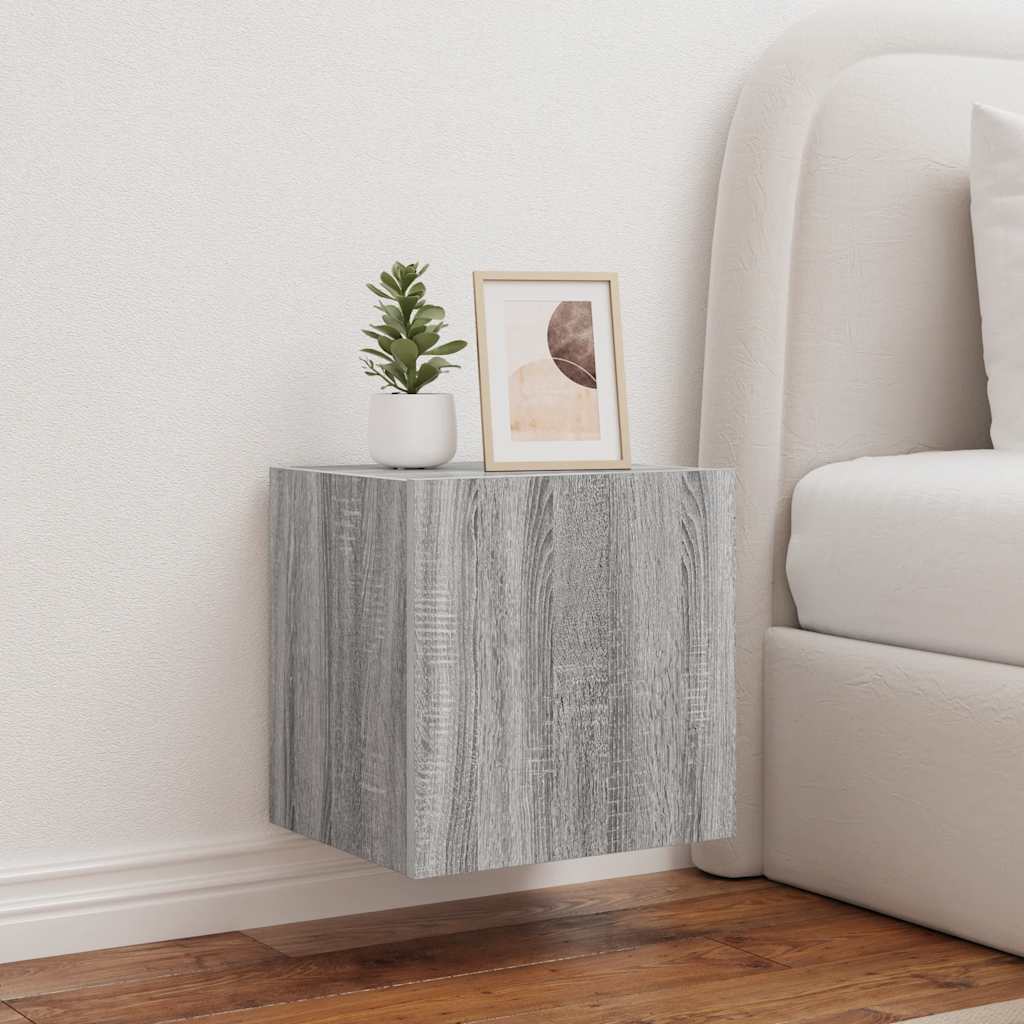 TV-Wandschränke mit LED-Leuchten 2Stk. Grau Sonoma 40,5x35x40cm