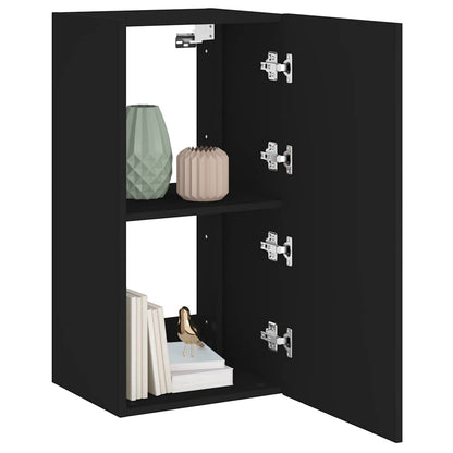 TV-Wandschrank mit LED-Leuchten Schwarz 40,5x35x80 cm