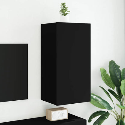 TV-Wandschrank mit LED-Leuchten Schwarz 40,5x35x80 cm